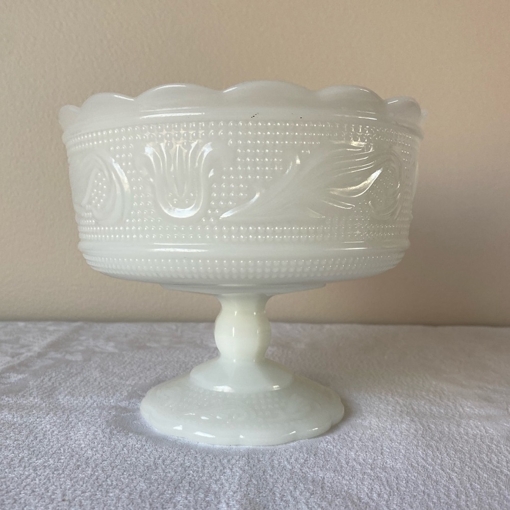 Vintage 70s E.O. Brody Milk Glass Bowl